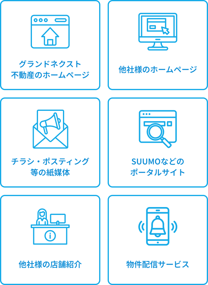 グランドネクスト不動産の多彩なチャネル